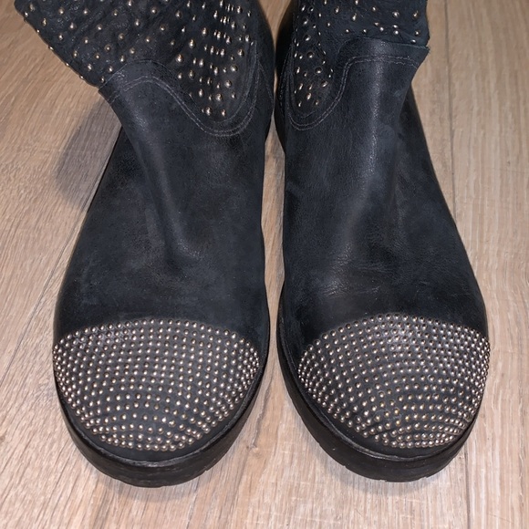 Hangar black studded leather made in Italy buckle boots - Picture 3 of 9